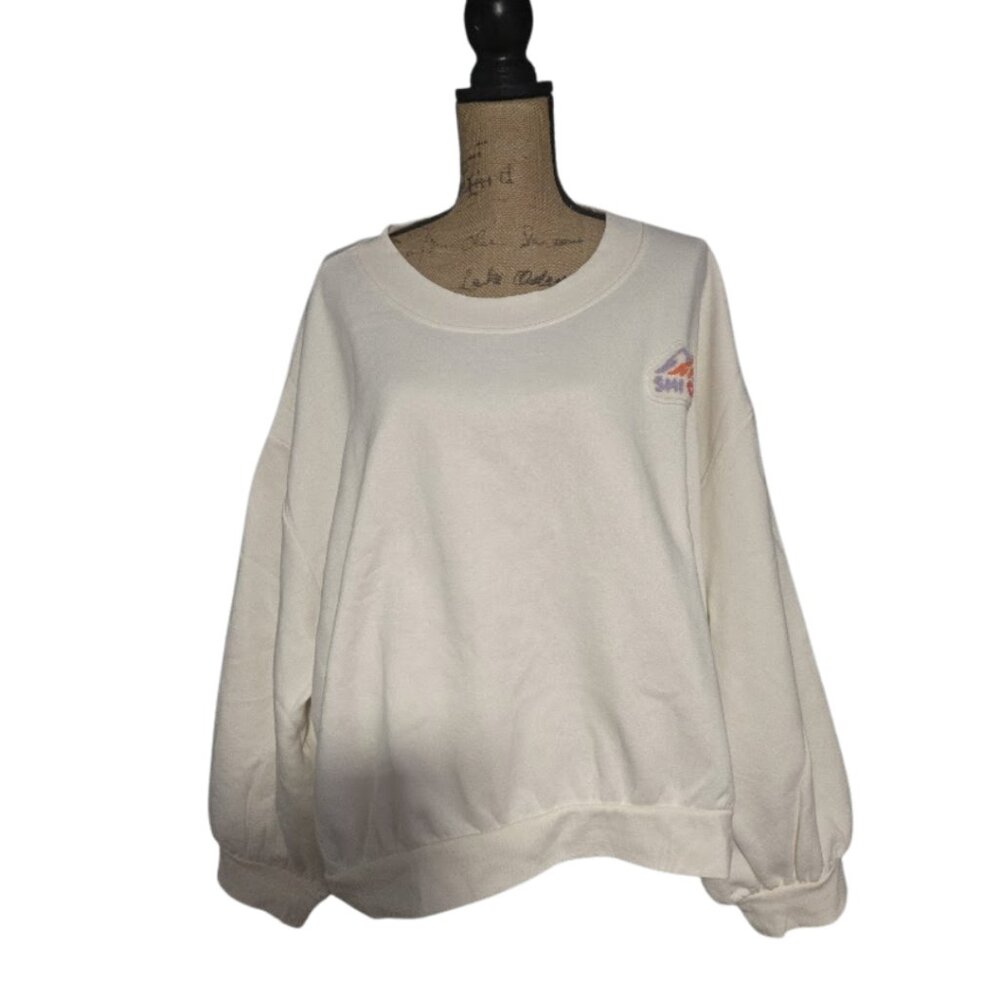 NWT All in Motion Women's plus Ivory Core Fleece Crew Cropped Sweatshirt Size 4x - Picture 3 of 11